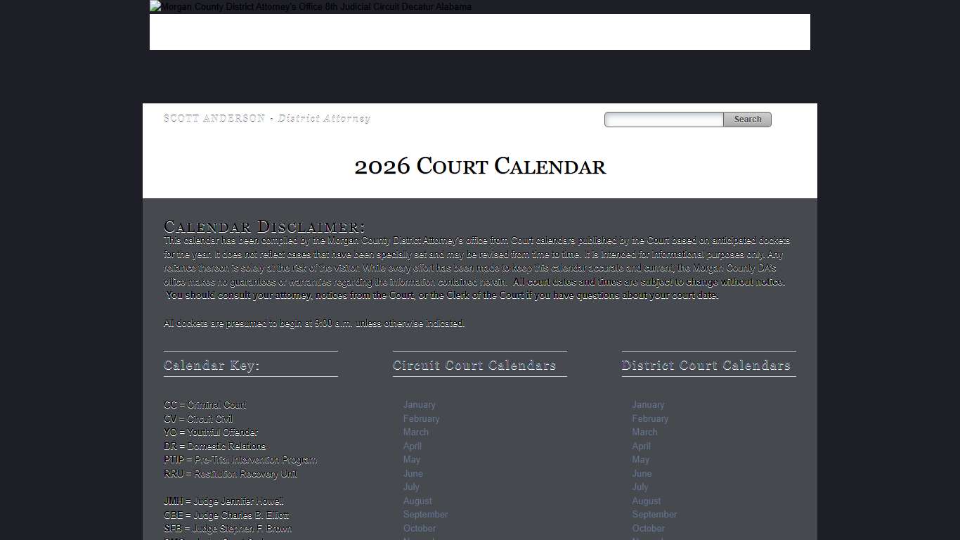 Court Calendar Morgan County District Attorney